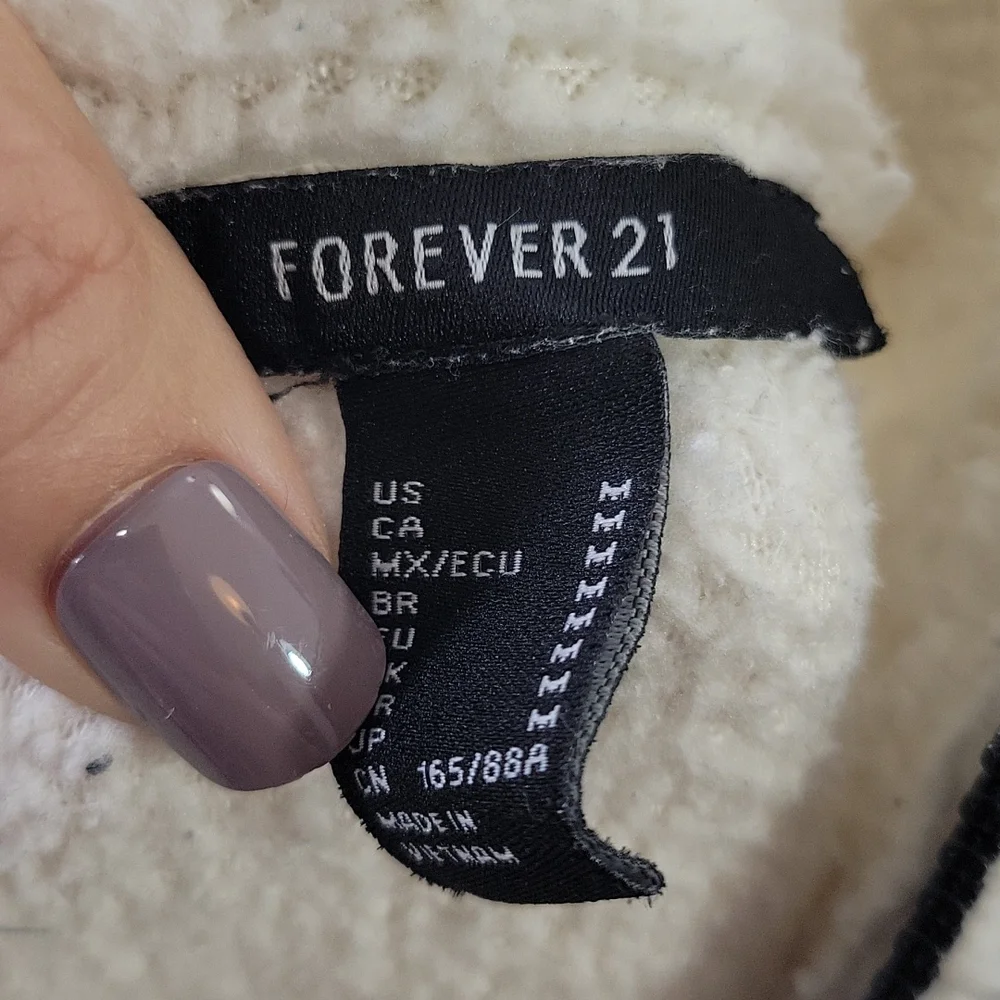 Forever 21 Furry Pullover Off White With Leopard Print Detail SZ M  3/$15 - Picture 9 of 10
